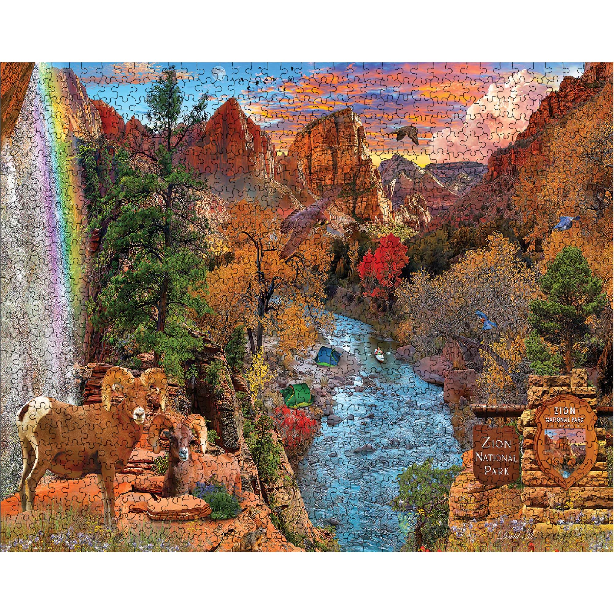 Amazon.com: White Mountain 1000 Piece Jigsaw Puzzle Scenic Red